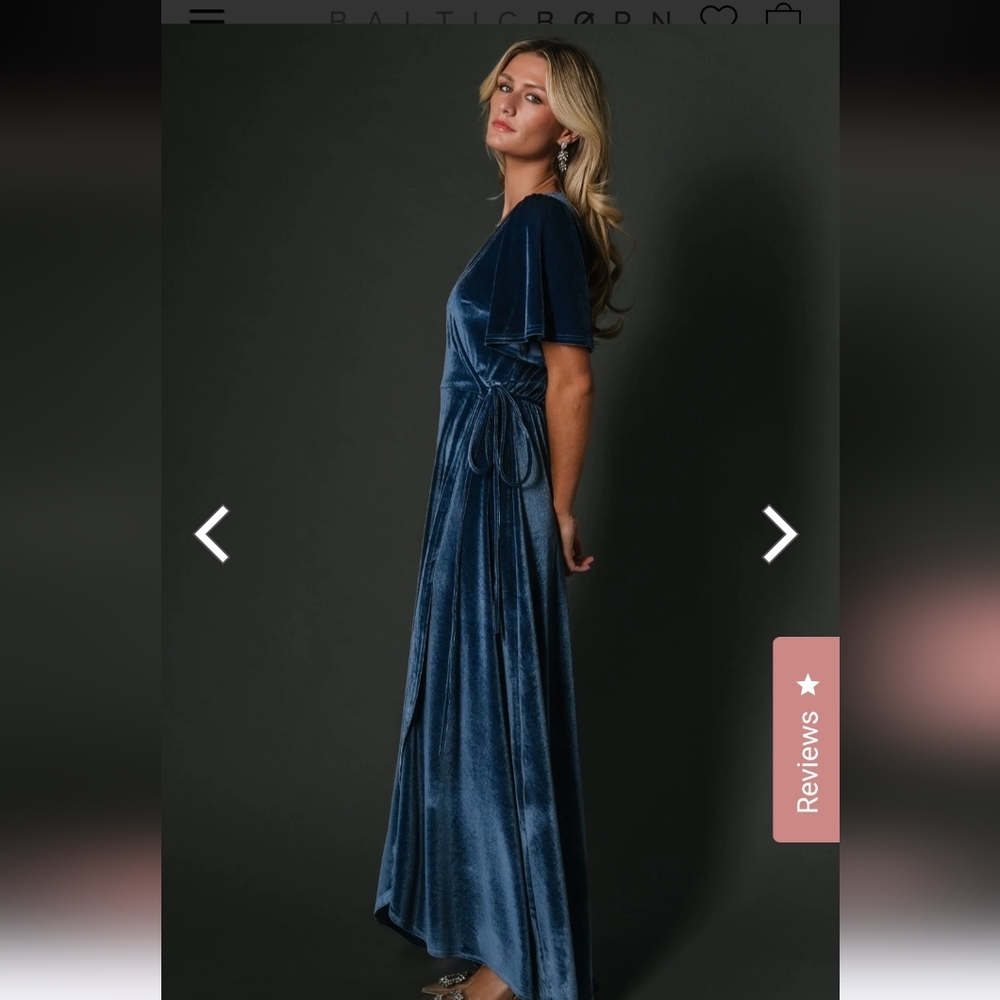 BALTIC BORN KATELYN VELVET MAXI WRAP DRESS BLUE SHIRT SLEEVE KIMONO Wedding Y2k - Picture 5 of 14